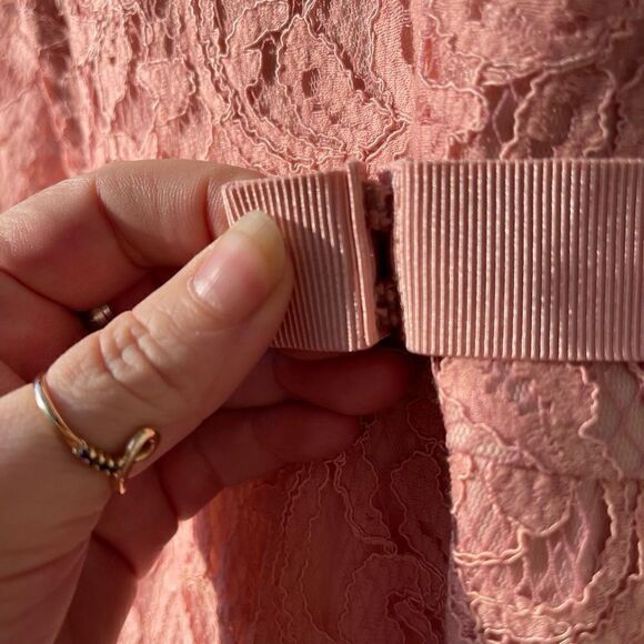 Tadashi Shoji blush Evening Dress Gown Cocktail Wedding Lace Lined Pink Size 12 - Picture 6 of 14